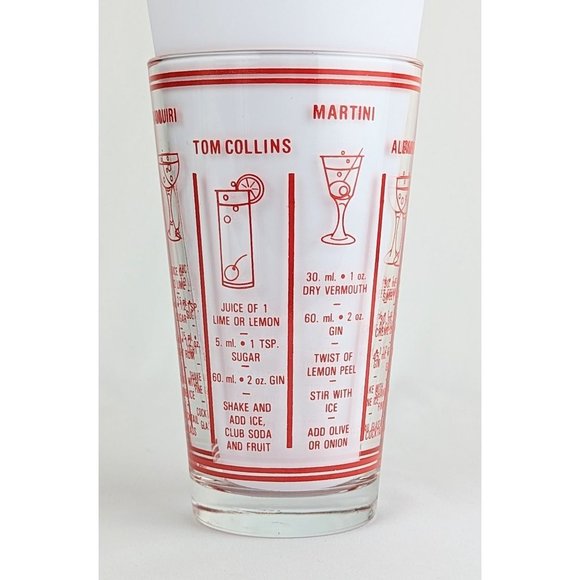 Clear Cocktail Recipe Mixing Glass Mixology Measuring Cup Vintage MCM Barware - Picture 2 of 4